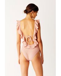 Suboo Frill Scoop Ruffle One Piece Swimsuit - Pink
