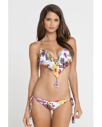 Luli Fama Cascade Push Up Underwire Bikini Top - Multicolour White Paisley Print