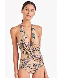 Triya Halter Knot Front One Piece Swimsuit - Multicolor