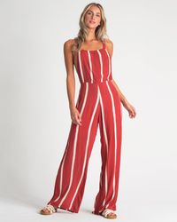 Billabong Still Here Stripe Jumpsuit - Red