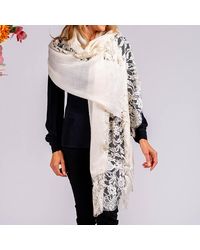 Black - Cream Cashmere And Chantilly Lace Shawl - Lyst