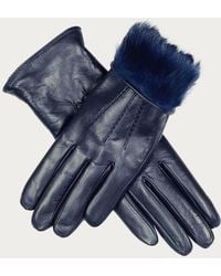 Black Accessories - Ladies Rabbit Fur Lined Leather Gloves - Lyst