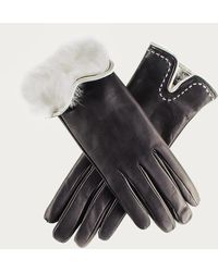 Black - And Vanilla Rabbit Fur Lined Leather Gloves - Lyst
