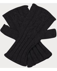 Black - Cable Knit Cashmere Mittens - Lyst