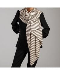 Black Accessories - And Ivory Stripes Pashmina Cashmere Shawl - Lyst