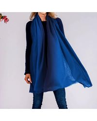 Black - Navy To Sapphire Shaded Cashmere And Silk Wrap - Lyst