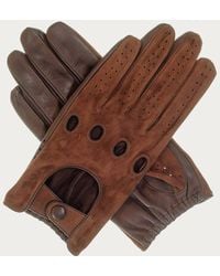 Black - Men's Brown Suede And Leather Driving Gloves - Lyst