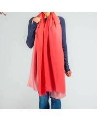 Black Accessories - Sunset Coral Shaded Cashmere And Silk Wrap - Lyst