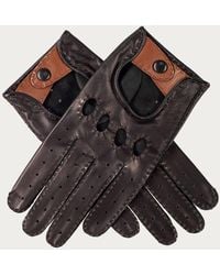 Black - Men's Hand Stitched And Hazelnut Leather Driving Gloves - Lyst