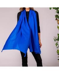 Black - Sapphire Blue Cashmere And Silk Wrap - Lyst