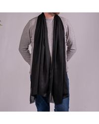 Black - Classic Silk And Wool Scarf - Lyst