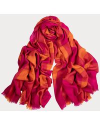 Black - Hot Pink And Orange Hand Woven Check Cashmere Ring Shawl - Lyst
