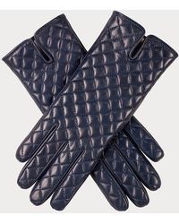 Black - Navy Blue Quilted Cashmere Lined Leather Gloves - Lyst