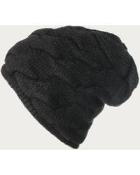 Black - Cable Knit Cashmere Beanie - Lyst