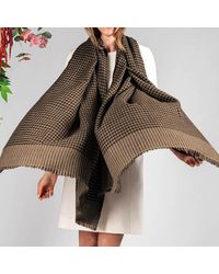 Black Accessories - And Natural Houndstooth Pashmina Cashmere Shawl - Lyst