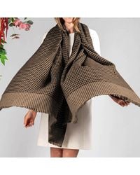 Black - And Natural Houndstooth Pashmina Cashmere Shawl - Lyst