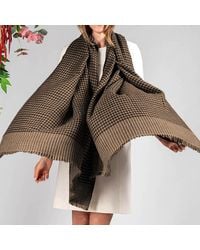 Black Accessories - And Natural Houndstooth Pashmina Cashmere Shawl - Lyst