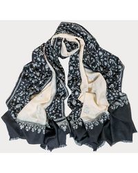 Black - Hand Embroidered Pashmina Cashmere Shawl - And Cream - Lyst