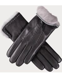 Black - Pewter And Silver Grey Rabbit Fur Lined Leather Gloves - Lyst
