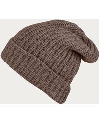 Black - Ribbed Chocolate Brown Cashmere Slouch Beanie Hat - Lyst