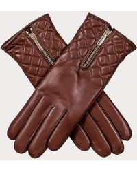 Black - Hazelnut Quilted Leather Gloves With Zip - Cashmere Lined - Lyst