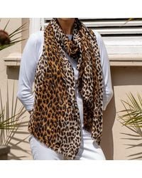 Black Accessories - Leopard Print Cashmere And Silk Scarf - Lyst