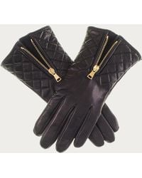 Black Accessories - Leather Quilted Gloves With Cashmere Lining - Lyst
