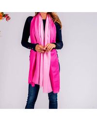Black Pretty Flamingo Shaded Pink Cashmere And Silk Wrap