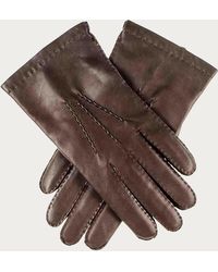 Black - Men's Hand Stitched Brown Cashmere Lined Leather Gloves - Lyst