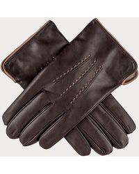 Black - Men's Two Tone Brown Cashmere Lined Leather Gloves - Lyst