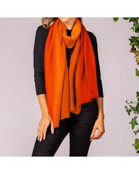 Black - Tiger Orange To Flame Shaded Cashmere And Silk Wrap - Lyst