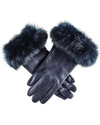 navy blue leather gloves womens