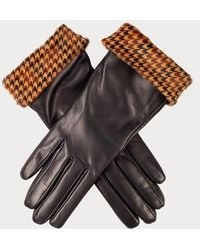 Black Accessories - Ladies Italian Leather Gloves With Houndstooth Cuffs – Cashmere Lined - Lyst