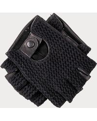Black - Men's Fingerless Crochet Driving Gloves - Lyst