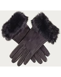 Black Accessories - Ladies' Leather Gloves With Rabbit Fur Cuff - Lyst