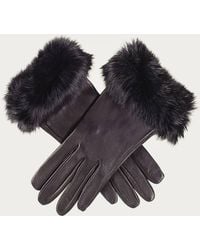 Black Accessories - Ladies' Leather Gloves With Rabbit Fur Cuff - Lyst