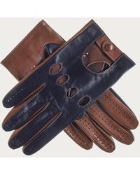 Black - Navy And Tobacco Italian Leather Driving Gloves - Lyst