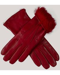 Black Accessories - Ladies' Brick Rabbit Fur Lined Leather Gloves - Lyst