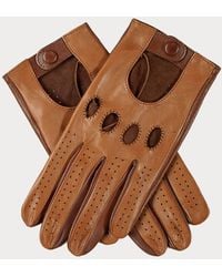 Black - Men's Two Tone Brown Italian Leather Driving Gloves - Lyst