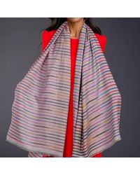 Black Accessories - Muted Striped Ikat Pashmina Cashmere Shawl - Lyst
