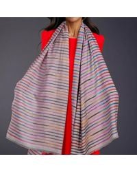 Black Accessories - Muted Striped Ikat Pashmina Cashmere Shawl - Lyst