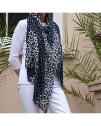 Black Accessories - Midnight Leopard Print Cashmere And Silk Scarf - Lyst
