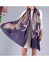 Black - Cashmere And Silk Twin Leopard Print Scarf - Lyst
