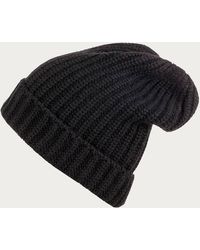 Black - Ribbed Cashmere Slouch Beanie Hat - Lyst