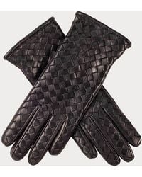 Black Woven Nappa Leather Gloves - Blue