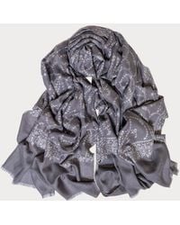 Black - Reserved: Hand Embroidered Pashmina Cashmere Shawl - Soft Grey & White - Lyst