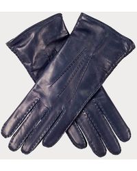 Black - Ladies Navy Hand Stitched Cashmere Lined Leather Gloves - Lyst