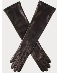 Black Long Leather Gloves - Silk Lined - Black