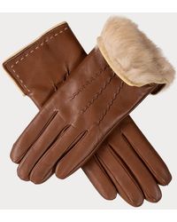 Black - Hazelnut Brown And Cream Rabbit Fur Lined Leather Gloves - Lyst