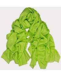 Black French Lime Cashmere And Silk Wrap - Green